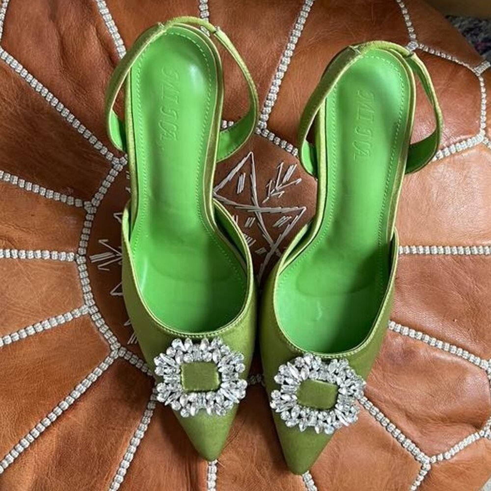 Lime green slingback heels